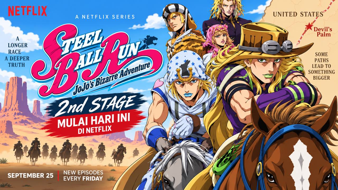 STEEL BALL RUN Lanjut Hari Ini, JoJo 2nd STAGE Resmi Tayang di Netflix