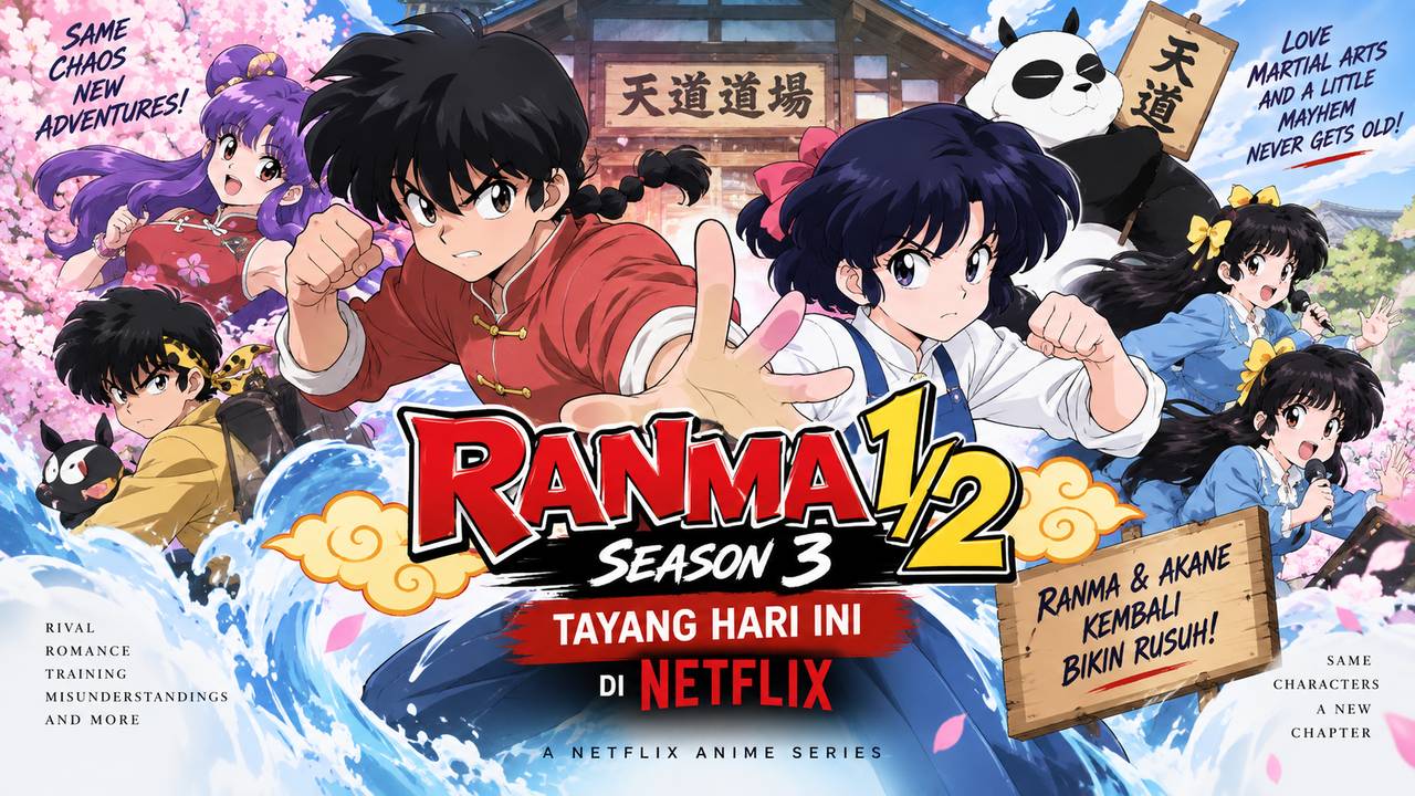 Ranma1/2 Season 3 Tayang Hari Ini, Kekacauan Ranma dan Akane Makin Ramai
